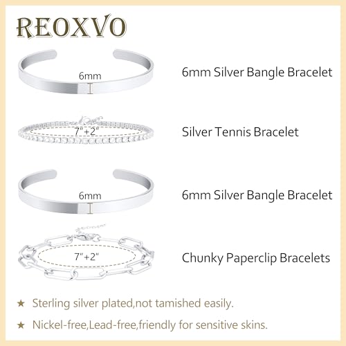 Gold Bracelets Stack Jewelry for Women Non Tarnish Waterproof | 14K Gold Plated Bangle Cuff Bracelet Set Accessories - color: Silver, style: Style B
