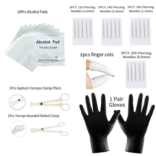 A-minusone 84+98+120PCS Body Septum Piercing Kit 14G 16G Tools for Nose Tongue Lip Ear Eyebrow Belly Button Cartilage Tragus Industrial Barbell Helix Daith Piercing Jewelry Clamps - size: 120 Pcs