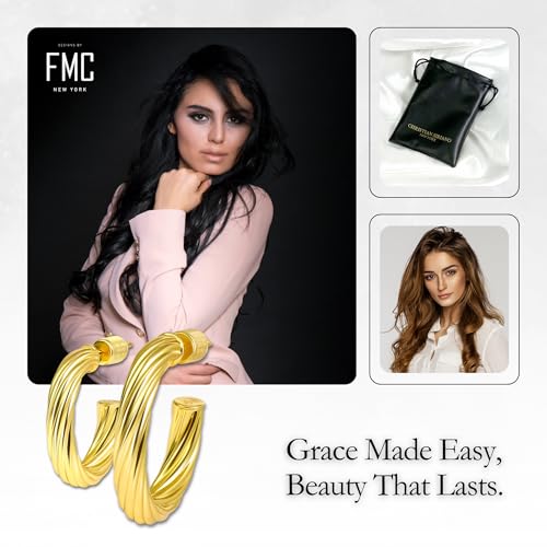 Small Gold Hoop Earrings for Women | 18K Gold Plated Non Tarnish Hoops, Classic Polished Huggie Earrings, 925 Sterling Silver Base, Twist Hoop. (4x20mm & 4x25mm, 3x15mm & 3x20mm) - color: Gold, size: Twist Hoop (4x20mm & 4x25mm)