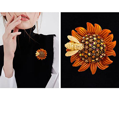 Collar Chain Pin for Men and Women - Hanging Tassel Brooch Lapel Pin for Business Suits - Bar Pin With Long Chain - Gifts - color: J: bee brooch brown