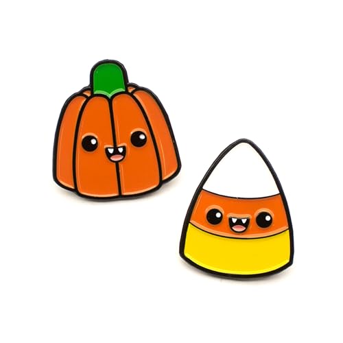Enamel Pin for Backpack, Bag, Lapel, Kawaii Button Collector - style: Candy Corn & Pumpkin Candy