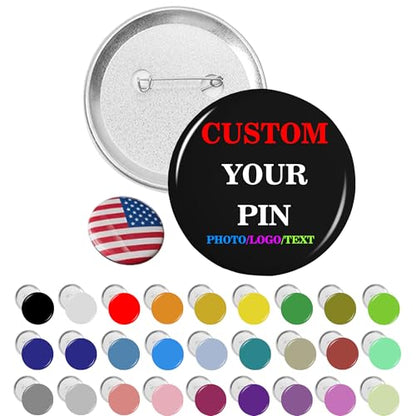 Personalized Photo Pin Buttons Custom Picture Pinback Set of 1-1000PCS Metal Commemorative Buttons - color: BLACK, size: 3in