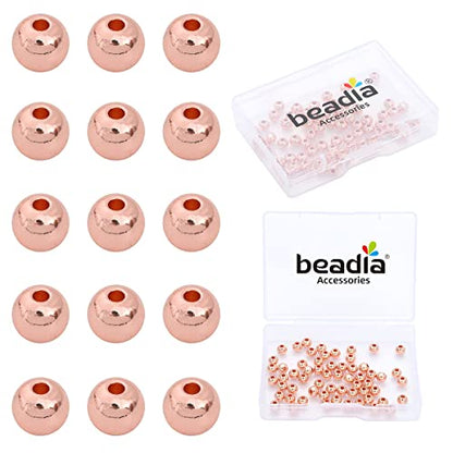 Rose Gold Plated Round Spacer Beads 5mm 60pcs for Jewelry Making Findings Non Tarnish - color: Rose Gold, size: 5mm