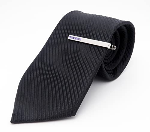 Men Crystal Tie Clip Tie Bar for Regular Necktie Silver In Gift Case | Purple/Blue/Red/Black/White Crystal Tie Pin for Men Business Anniversary Wedding Party Office Formal Daily Occasions Suit - style: Purple Crystal