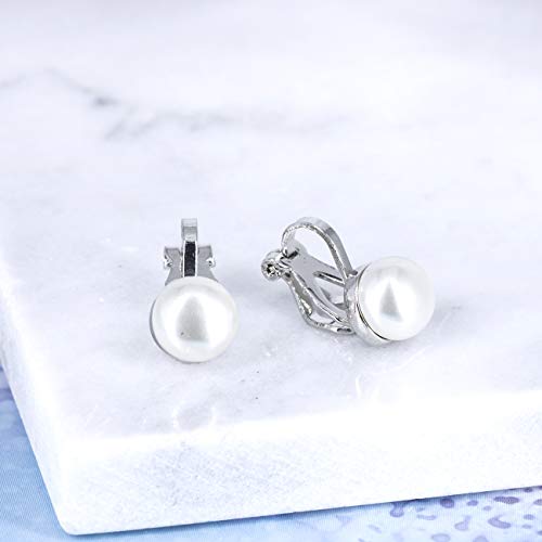 YOQUCOL Simulated Freshwater Pearl Clip On Earrings Not Pierced Elegant Stud Jewelry For Women - color: 8MM-White