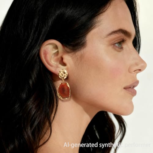 Dr's gift Chunky Leopard Print Earrings for Women 14K Gold Plated Statement Huggie Hoop Earrings Brown Acrylic Tortoise Resin Cheetah Trendy Jewelry - color: Brown 1