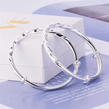925 Sterling Silver Bangles For Women Handmade Silver Bangles Open Adjustable Bangle Bracelets For Women Silver Open Cuff Bracelets Stackable Wrap Bangles Festival Jewelry Gifts - color: Style 19