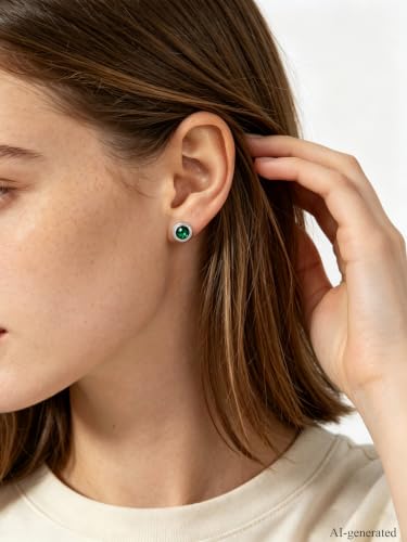 0.6-4 Carat 5A Cubic Zirconia/Simulated Emerald Sparkle Stud Earrings for Women, Hypoallergenic 925 Sterling Silver Posts, Anniversary Birthday Valentines Mothers Day Jewelry Gift - color: Simulated Emerald - White Gold, size: 2.00 Carat (1.00ct * 2)