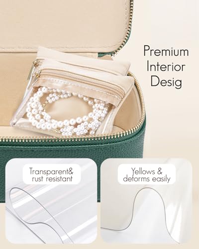 VLANDO Jewelry Travel Case,Travel Jewelry Organizer with Clear Velvet Jewelry Bags 8Pcs Zipper Pouch for Women Girl Gift-Green - color: C.8PCS Green