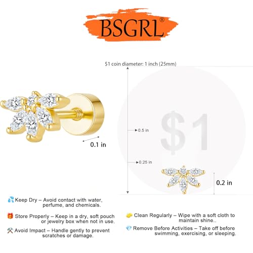 Flat Back Earrings for Women Cartilage Helix | Comfortable Dainty Cute Dragon Bee Bird Phoenix Dragonfly Cute Animal Leaf Spiral Rhombus Design Flatback Stud Earrings - color: gold maple leaf
