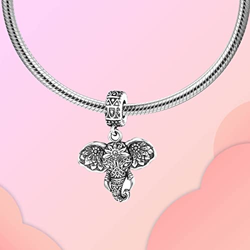 Family Love Mother Daughter Grandma Charm 925 Sterling Silver fits Bracelets Necklace Pendant Bead Charms Jewelry Gift for Women Family Friends - color: Elephant Charm