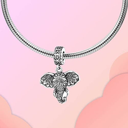 Family Love Mother Daughter Grandma Charm 925 Sterling Silver fits Bracelets Necklace Pendant Bead Charms Jewelry Gift for Women Family Friends - color: Elephant Charm