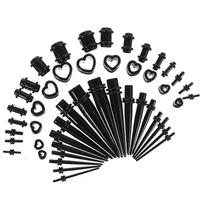Yolev 48pcs Ear Stretching Kit - Heart Gauges Stretching Kit | Acrylic Tunnels & Plugs Gage Starter Kits for Women Men ， Lightweight Ear Gauge Kit 14g-00g Tapers for Ears
