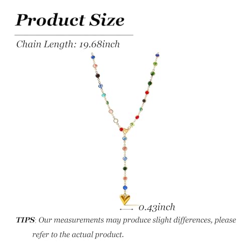 Long Heart Pendant Necklace Colorful Rhinestone Y Necklace Heart Lariat Jewelry Multicolor Party Outfit Accessory - color: A3:lariat necklace