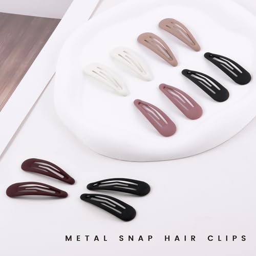 Small Hair Barrettes For Women No Slip Metal Snap Clips For Thin And Fine Hair,Matte Black Red White,20 PCS,1.97 x 0.5 Inch. - color: Matte Black Red White