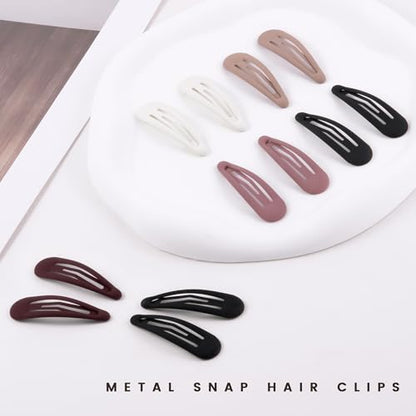 Small Hair Barrettes For Women No Slip Metal Snap Clips For Thin And Fine Hair,Matte Black Red White,20 PCS,1.97 x 0.5 Inch. - color: Matte Black Red White