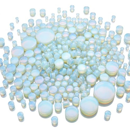 Opalite Organic Stone Ear Plugs Gauges Sold in Pairs - style: 19mm-3/4 Inch