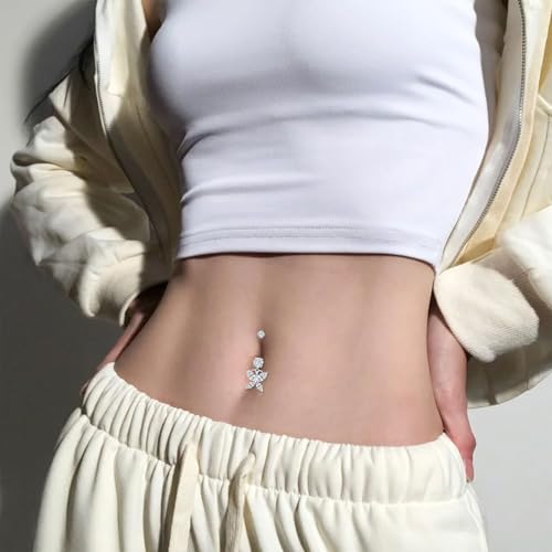 Belly Button Rings 925 Sterling Silver Belly Piercing Jewelry Hypoallergenic Navel Rings Gifts for Women - style: Butterfly