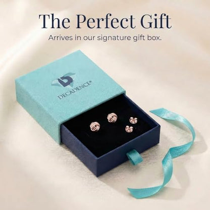 Solid 925 Sterling Silver 5mm Love Knot Stud Earrings | Gold Plated Classic Love Knot Twist | Hypoallergenic | Secure Friction Back Closure | High Polished Stud Earrings - color: Rose Gold