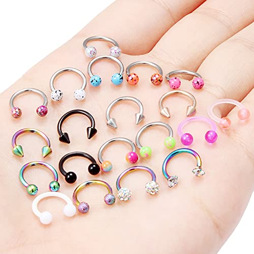 20G 18G 16G 14g Septum Rings Surgical Steel Horseshoe Nose Septum Rings Cartilage Helix Tragus Rook Daith Earring Hoop Lip Piercing Jewelry Retainer for Women Men - style: 16g 10mm