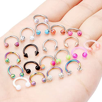 20G 18G 16G 14g Septum Rings Surgical Steel Horseshoe Nose Septum Rings Cartilage Helix Tragus Rook Daith Earring Hoop Lip Piercing Jewelry Retainer for Women Men - style: 16g 10mm