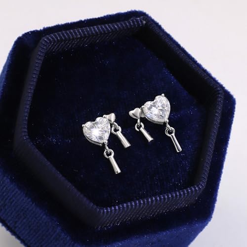 Moissanite Stud Earrings for Women, DF/VVS Clarity, Sterling Silver with 18K White Gold Plated - style: 2.0 Carat Heart