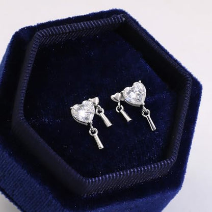 Moissanite Stud Earrings for Women, DF/VVS Clarity, Sterling Silver with 18K White Gold Plated - style: 2.0 Carat Heart