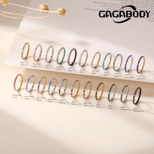 GAGABODY Surgical Steel Hypoallergenic Nose Ring Earring CZ Hoop for Unisex | Hinged Seamless Clasp,Used in Nostril,Septum,Lip,Eyebrow,Nipple and All Ear Piercings.22G to 12G,Inner Diameter 5mm to 14mm - color: Style1:Silver+Clear CZ, size: 14G-8mm