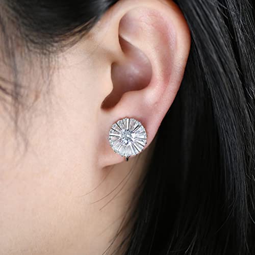 Clip on Earrings Women, 14K Gold Hoop Clip-On Earrings for Women, Hypoallergenic Non Pierced Croissant Earrings - color: White Gold Halo