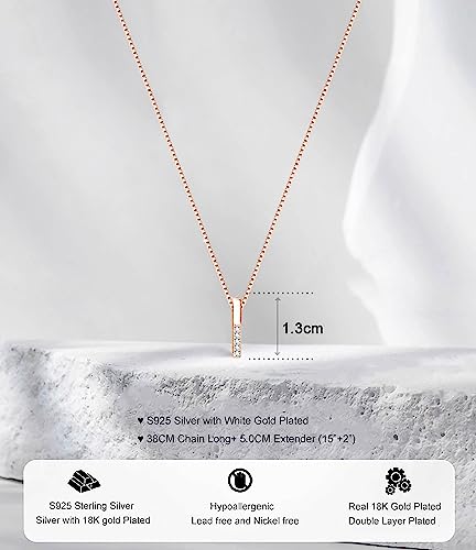 925 Silver Adjustable Necklace Circle Minimalist Enamel Tiny Heart Cactus Triangle Pendant Dainty Choker for Women - color: Mini Bar