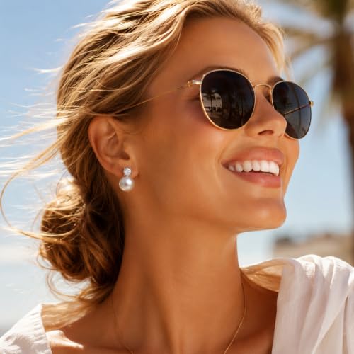 Pearl Clip on Earrings for Women - 14K Gold Silver Plated Cubic Zirconia Non Pierced Ear Clips Jewelry Gifts for Wedding Bridal Party Gifts - color: Gold-10mm