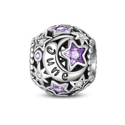 Star Moon 925 Sterling Silver Birthstone Charm for Bracelet Women Jewelry - color: June