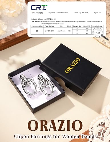 ORAZIO Clip On Earrings Women Geometric Statement Unique Non Pierced Earrings 14K Gold Plated Knot Chunky Drop Dangle Hoop Stud Clip-on Earrings for Women Trendy - color: Style B-Silver Plated