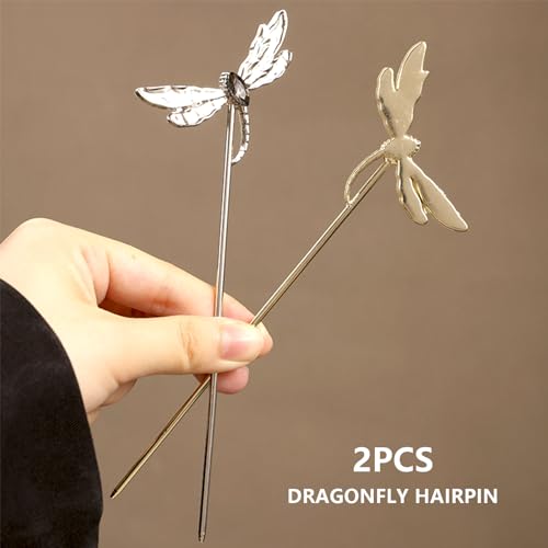 2 Pcs Hair sticks for buns,French hair pins for women,Buns and Updos with No Hair Damage,Metal Dragonfly French Pin Great Hold,Suitable for fine & thick hairUS300