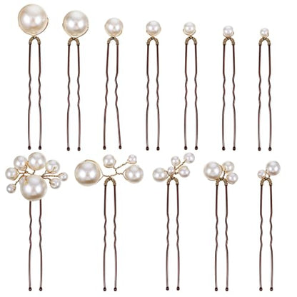 12Pcs Pearl Bobby Pins, Ymapinc Bridal Pearl Pins for Hair | Decorative Hair Clips Barrette, Bride Jewelry for Wedding Hairstyles (1set-12pcs, Coffee)