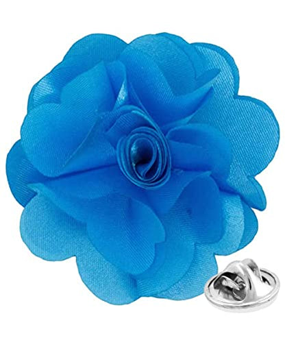 Premium Men's Formal Solid Color Flower Lapel Pin - Boutonniere for Men, Brooch Pin - color: Turquoise