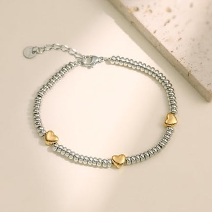 316L Stainless Steel Heart Star Charm Bracelets For Women Romantic Gift Daily Wear Casual Jewelry - color: gold heart