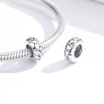 ARTCHARM Clasp Love Safety Chain Charm - Authentic 925 Sterling Silver Heart Beads - Fit European Style Bracelet - color: 2PCS Vine Spacer