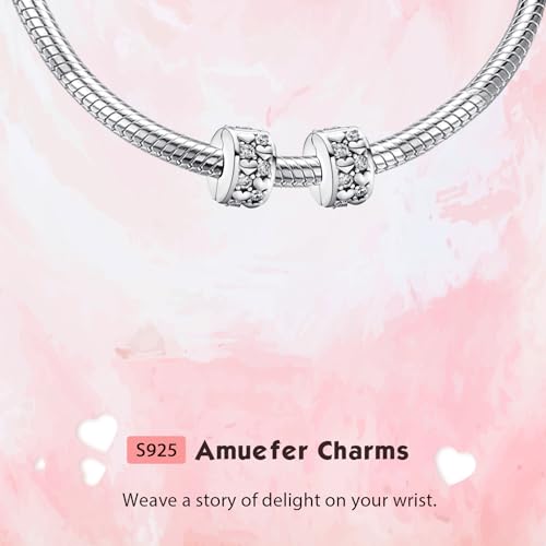 S925 Bead Pendant Charms for Bracelets Necklaces, Compatible with Pandora, Jewelry Making DIY - style: Love Heart Clip