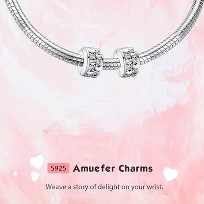 S925 Bead Pendant Charms for Bracelets Necklaces, Compatible with Pandora, Jewelry Making DIY - style: Love Heart Clip