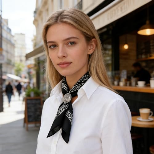 4Pcs Scarf Ring Western Bandana Slide For Women Men Genuine Leather Wild Rag Clip Neckerchief Holder Cowboy Accessories Clothing Cinch Buckle - color: Silver C