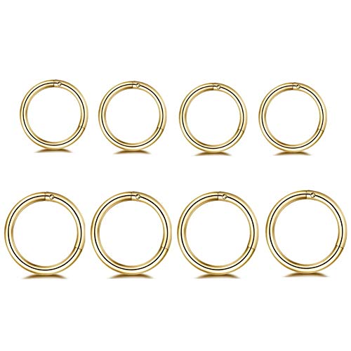 8Pcs Stainless Steel 16G Sleeper Tiny Small Hoop Earrings Hinged Clicker Ring for Women Men Jewelry 8mm 10mm Set Gold-tone