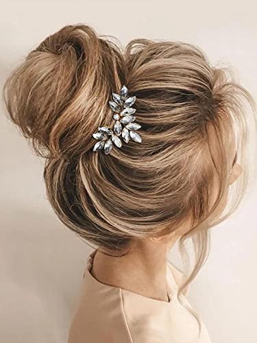 Catery Crystal Bride Wedding Hair Comb Gold Rhinestone Hair Piece Bridal Side Combs Hair Clips Bridesmaid Hair Accessories for Women and Girls - color: GOLD