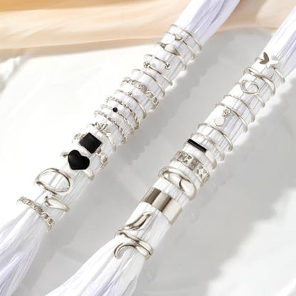 27 Pcs Gold Knuckle Rings Set for Women Girls，Stackable Joint Finger Statement Rings Bohemian Retro Hollow Carved Midi Rings， Gothic Rings Set for Women