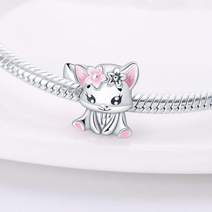 HappyStar 925 Sterling Silver Animal Dogs Charms Pendants fit Pandora Bracelets Necklaces Flowers Sports Travel Charms for Bracelets Women Jrwelry Gifts(with one Spacer Bead Charms) - style: 1-Flower Rabbit Beads