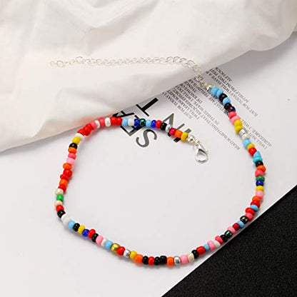 4-12 Pieces Beaded Choker Necklaces for Women Boho Seed Bead Choker Set Hawaiian Handmade Turquoise Beach Beads Necklace Chain Jewelry - style: Style 9