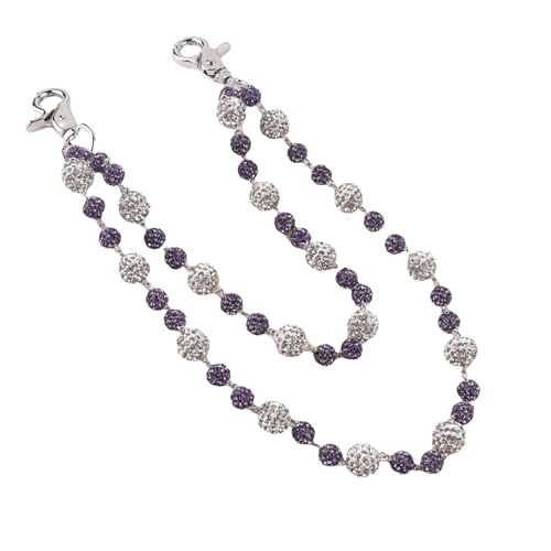 Ceramic Beads Wallet Pants Waist Chain Shiny Hip Hop Disco Ball Rhinestone Beads Purse Hipster Jeans Pocket Chains for Men Women Punk Accessories - color: Purple