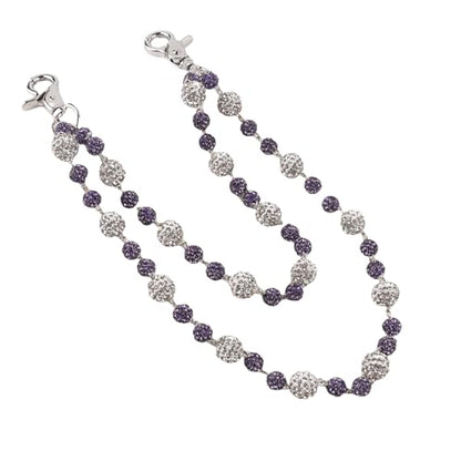 Ceramic Beads Wallet Pants Waist Chain Shiny Hip Hop Disco Ball Rhinestone Beads Purse Hipster Jeans Pocket Chains for Men Women Punk Accessories - color: Purple
