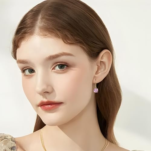 Multicolor Crystal Dangle Studs Earrings Set for Women 925 Silver Hypoallergenic Dangle Earrings Leverback Drop Earring Fashion Cubic Zirconia Leverback Stud Earring Sets Trendy Cubic Zirconia Jewelry Gifts for Women - style: 12-G