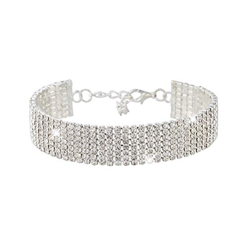 YINLI Charm Crystal Adjustable Bracelet Bangle Fashion Bridesmaid Bridal Jewelry Silver and Gold Plated - color: Silver